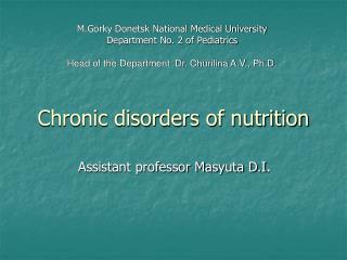 Chronic disorders of nutrition