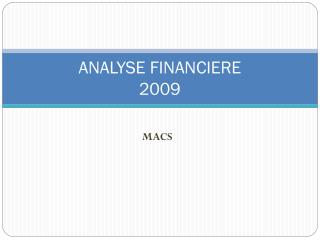 ANALYSE FINANCIERE 2009