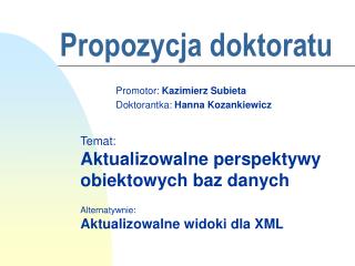 Propozycja doktoratu