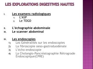 Les explorations digestives hautes