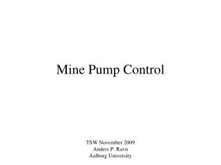 Mine Pump Control