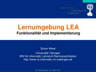 Lernumgebung LEA Funktionalität und Implementierung
