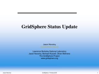 GridSphere Status Update