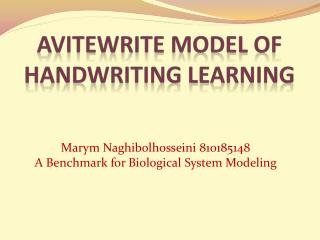 AVITEWRITE MODEL OF HANDWRITING LEARNING