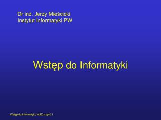 Wstęp do Informatyki