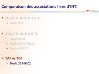 Comparaison des associations fixes d’INTI