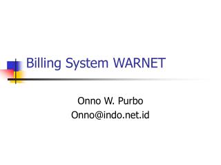 Billing System WARNET