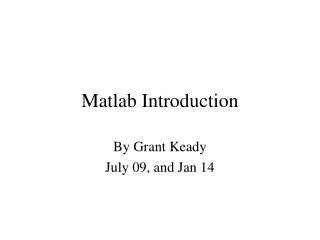 Matlab Introduction