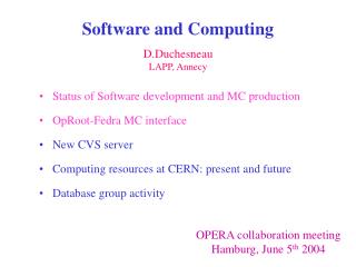 Software and Computing