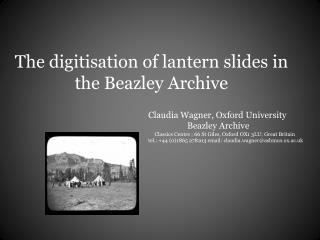 The digitisation of lantern slides in the Beazley Archive