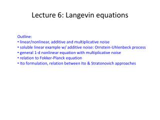 Lecture 6: Langevin equations