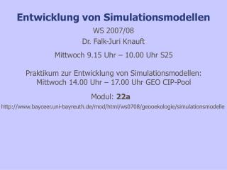 Entwicklung von Simulationsmodellen