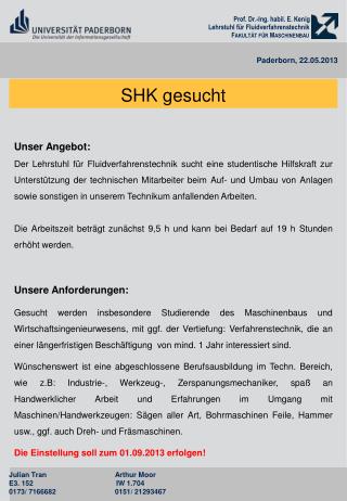 SHK gesucht