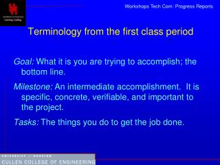 Terminology from the first class period