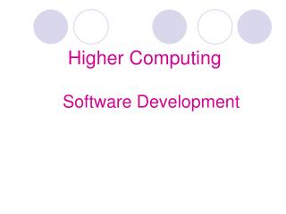 Higher Computing