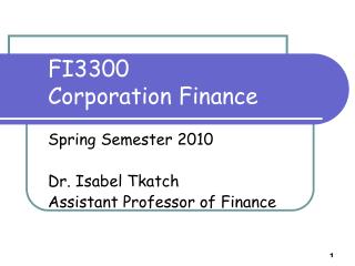 FI3300 	Corporation Finance