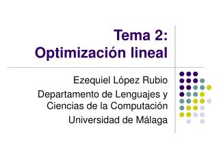 Tema 2: Optimización lineal