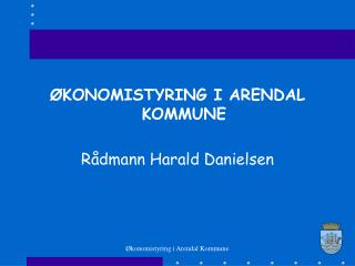 ØKONOMISTYRING I ARENDAL KOMMUNE Rådmann Harald Danielsen