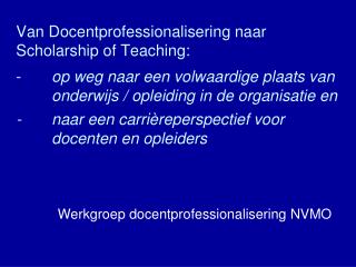 Werkgroep docentprofessionalisering NVMO