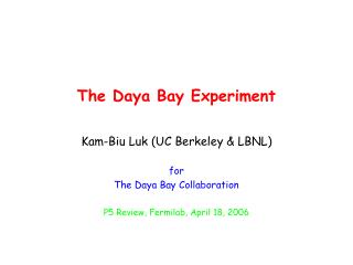 The Daya Bay Experiment