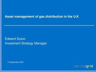 Asset management of gas distribution in the U.K