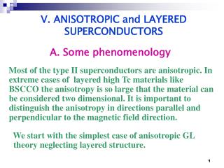V. ANISOTROPIC and LAYERED SUPERCONDUCTORS