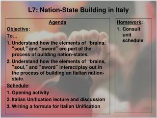 L7: Nation-State Building in Italy