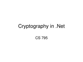 Cryptography in .Net