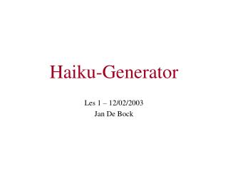 Haiku-Generator