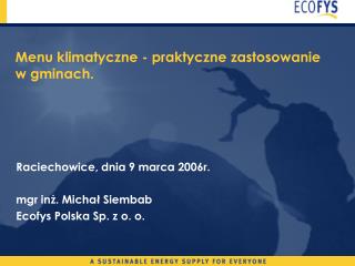 Menu klimatyczne - praktyczne zastosowanie w gminach.