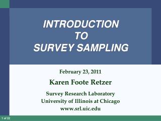 INTRODUCTION TO SURVEY SAMPLING