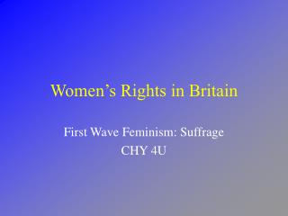 Women’s Rights in Britain