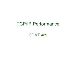 TCP/IP Performance
