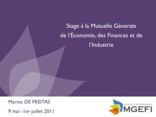 Stage à la Mutuelle Générale de l’Économie, des Finances et de l’Industrie