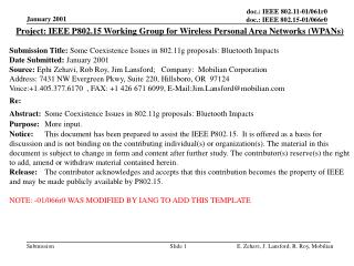 Project: IEEE P802.15 Working Group for Wireless Personal Area Networks (WPANs)