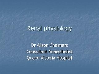 Renal physiology