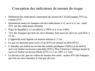 Conception des indicateurs de mesure du risque