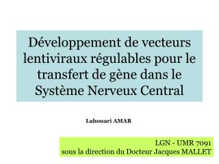 LGN - UMR 7091 sous la direction du Docteur Jacques MALLET