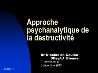 Approche psychanalytique de la destructivité