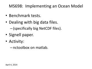 MS698: Implementing an Ocean Model