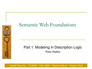 Semantic Web Foundations