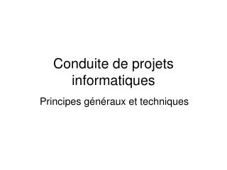 Conduite de projets informatiques