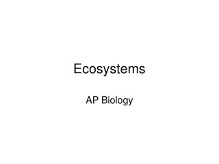 Ecosystems