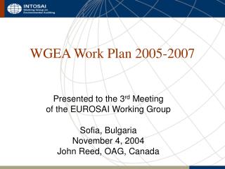 WGEA Work Plan 2005-2007