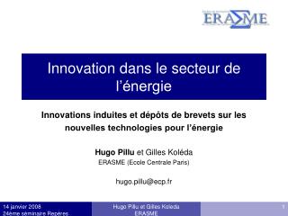 Innovation dans le secteur de l’énergie