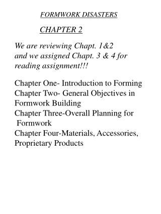 FORMWORK DISASTERS