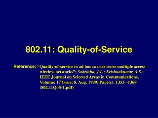 802.11: Quality-of-Service