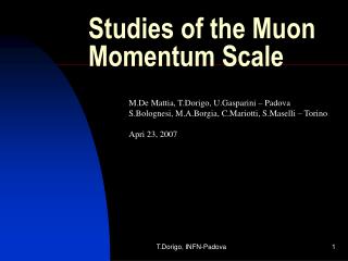 Studies of the Muon Momentum Scale