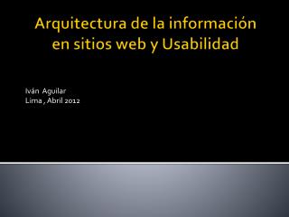 Arquitectura de la información en sitios web y Usabilidad