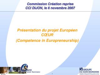 Commission Création reprise CCI DIJON, le 6 novembre 2007